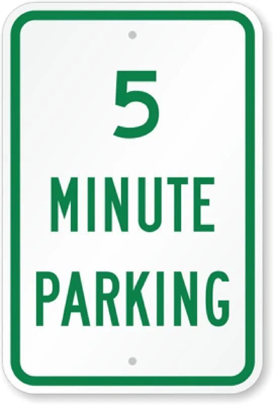 Parking 5 Minute Business Aluminum Sign — product artwork