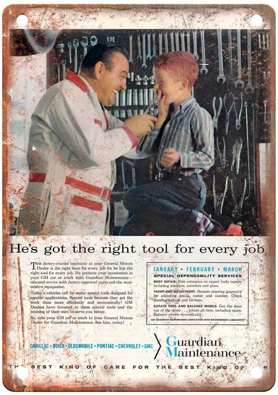 Vintage Guardian Maintenance Tools 1960 Aluminum Sign — product artwork
