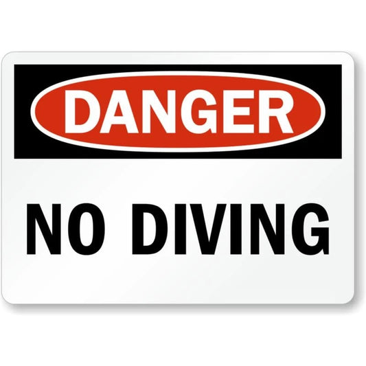 No Diving Danger Aluminum Sign — product artwork