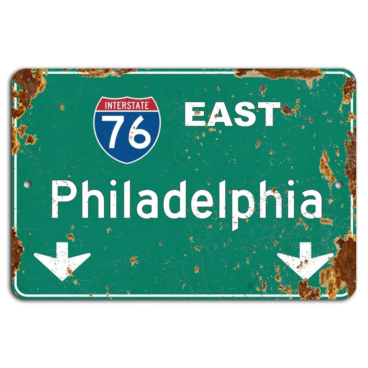 Rustic Philly Vintage Green Industrial Aluminum Sign — product artwork