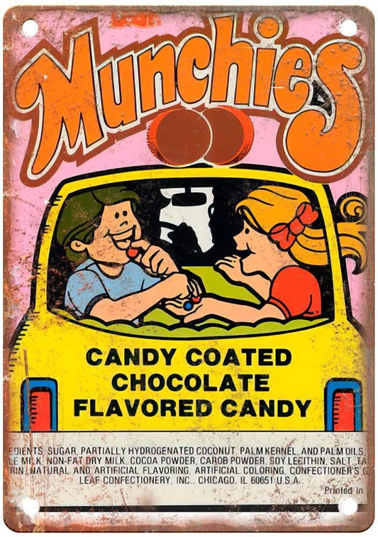 Munchies Candy Coated Chocolate Candy Vintage Aluminum Sign — product artwork