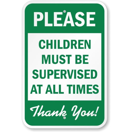 Supervision Children Must Be Supervised Aluminum Sign — product artwork
