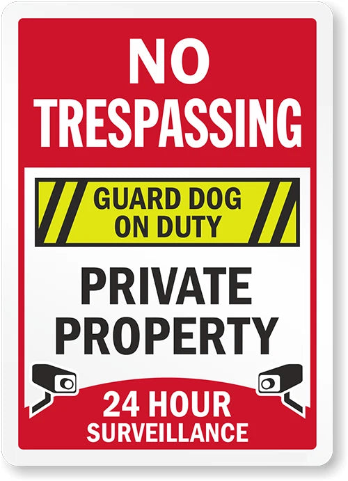 Guard Dog No Trespassing Warning Aluminum Sign — product artwork