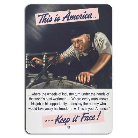 Freedom Vintage Patriotic Garage Aluminum Sign — product artwork