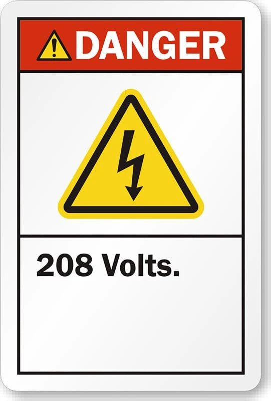 208 Volts Danger Safety Aluminum Sign — product artwork