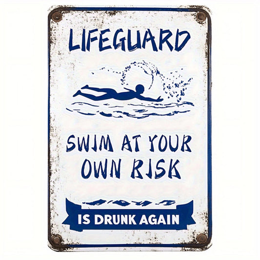 Vintage Lifeguard Funny Retro Beach Wall Art Aluminum Sign — product artwork