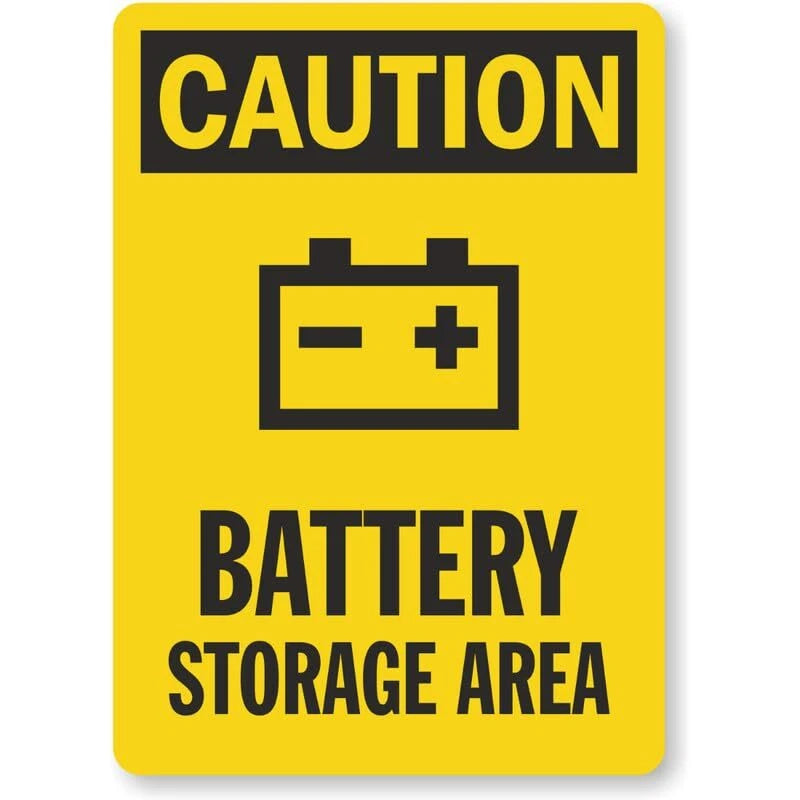 Caution Battery Storage Area Battery Symbol Aluminum Sign — product artwork