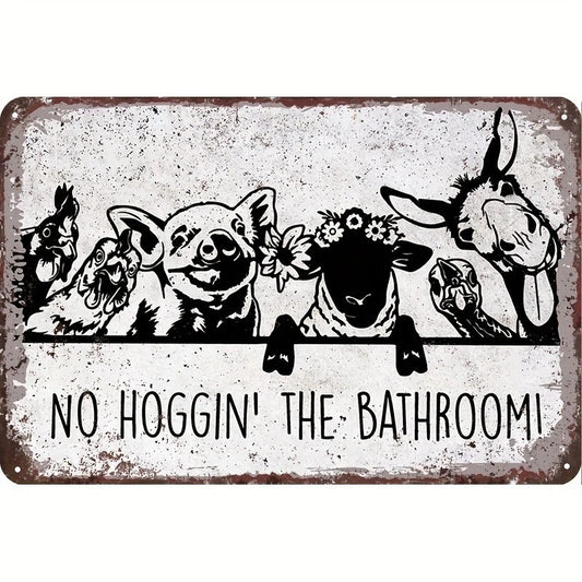 Farm Rules Funny No Hoggin Pig Animal Aluminum Sign — product artwork