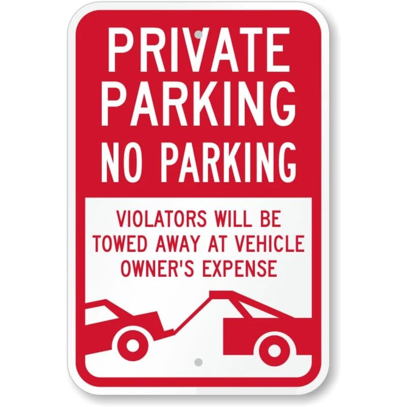 Private Parking Violators Will Be Towed Aluminum Sign — product artwork