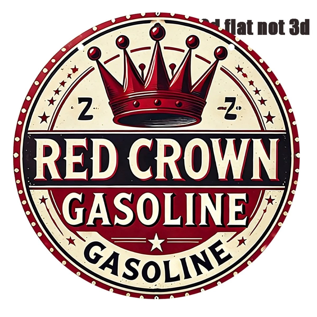 Tin Red Crown Gasoline Vintage Funny Round Aluminum Sign — product artwork