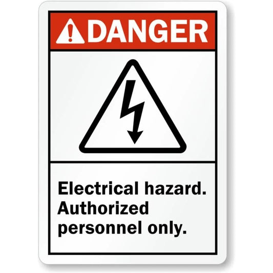 Danger Electrical Hazard Authorized Personnel Only Sign — product artwork