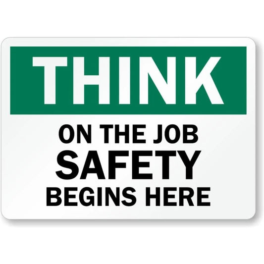 Job Safety Begins Here Aluminum Sign — product artwork