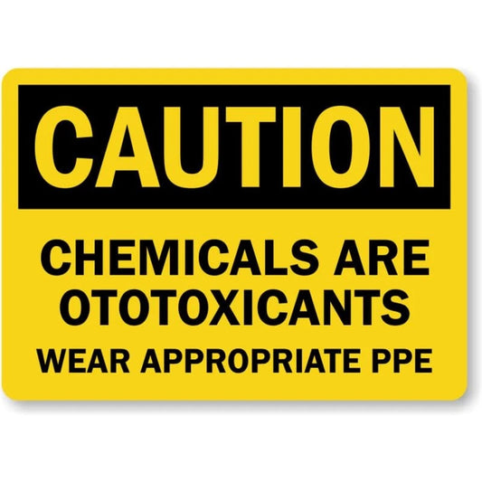 Chemicals Are Otoxicants Wear Ppe Caution Aluminum Sign — product artwork