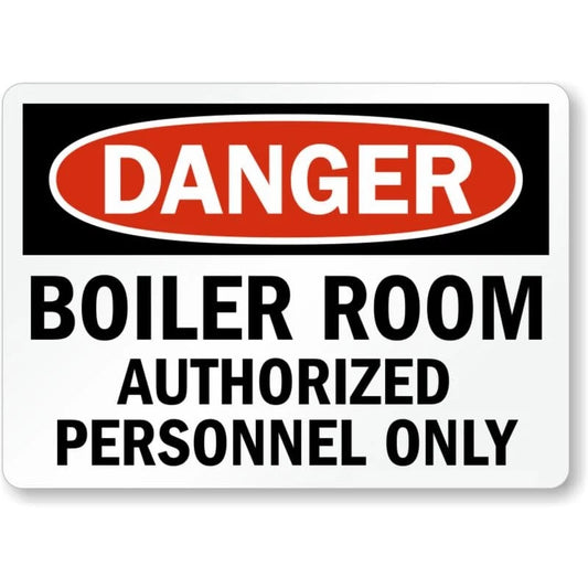 Boiler Room Danger Warning Safety Aluminum Sign — product artwork