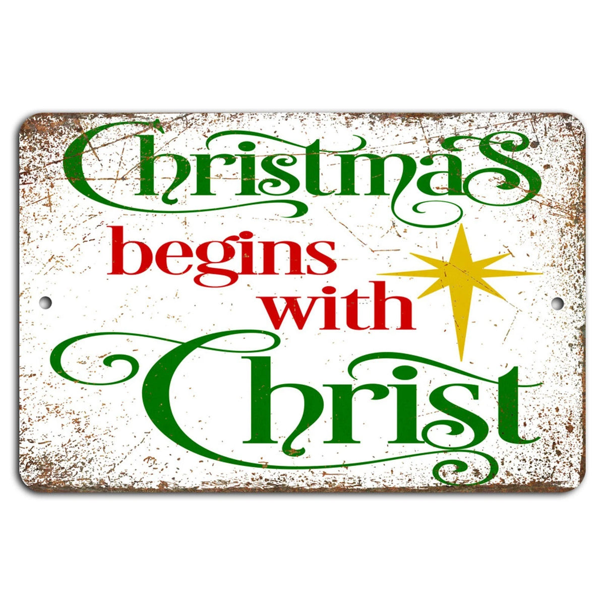 Rustic Christmas Handmade Distressed Aluminum Sign — product artwork