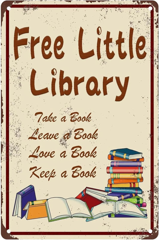 Tin Free Little Library Retro Take a Book Funny Aluminum Sign — product artwork