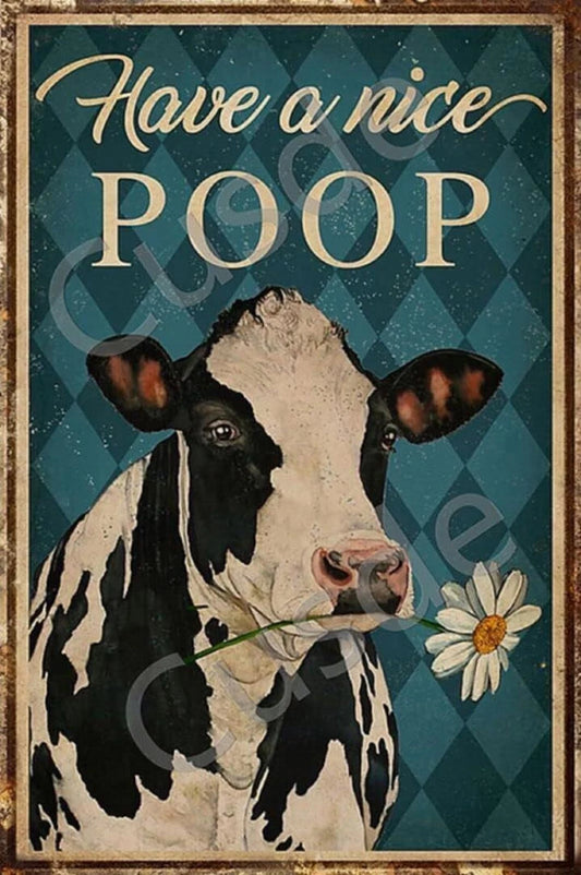 Bathroom Funny Poop Cow Wall Aluminum Sign — product artwork