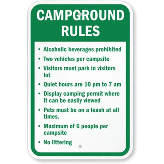 Campground Rules Aluminum Sign — product artwork