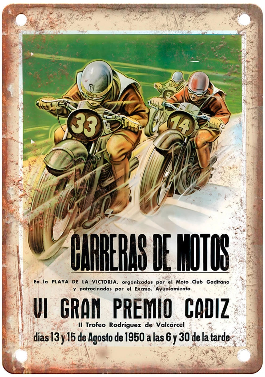 Cádiz Motorcycle Grand Prix 1950 Poster Aluminum Sign — product artwork