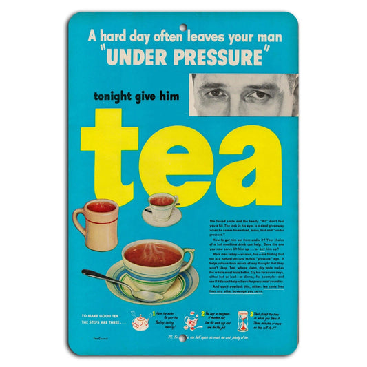 Tea Rustic Vertical Decorative Aluminum Sign — product artwork