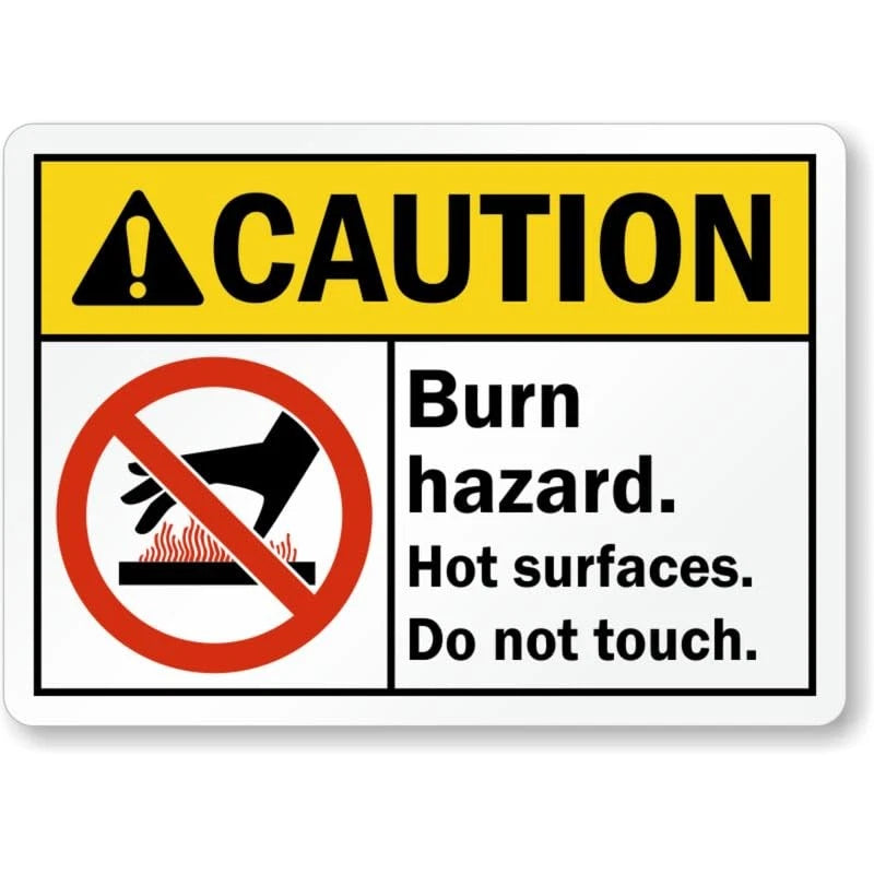 Warning Burn Hazard Do Not Touch Aluminum Sign — product artwork