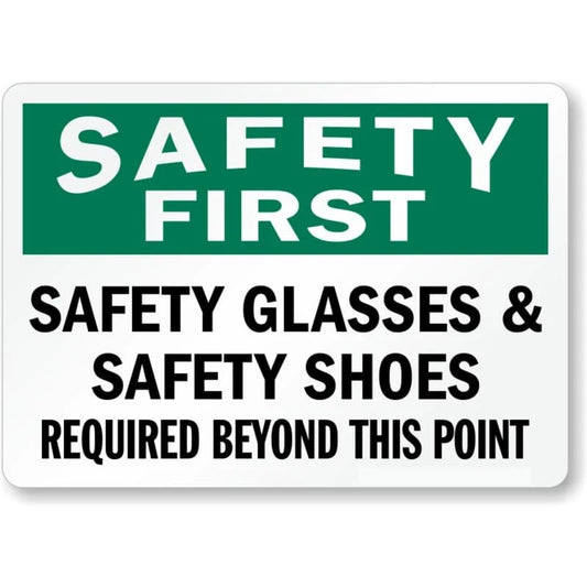 Safety Glasses Shoes Required Aluminum Sign — product artwork