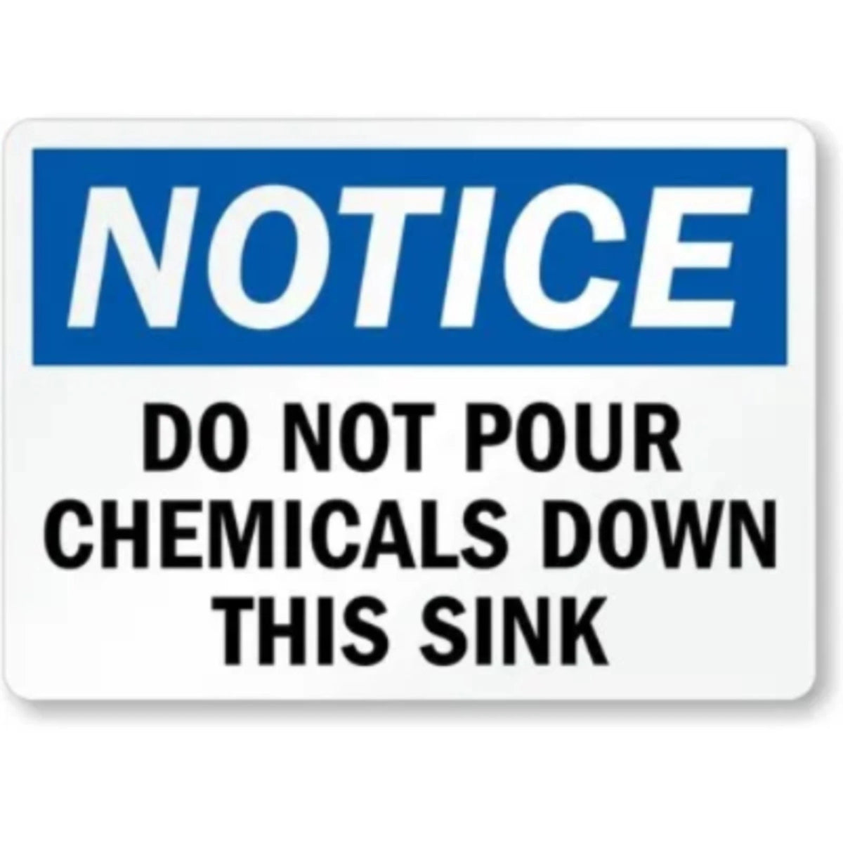 No Pouring Chemicals Sink Aluminum Sign — product artwork