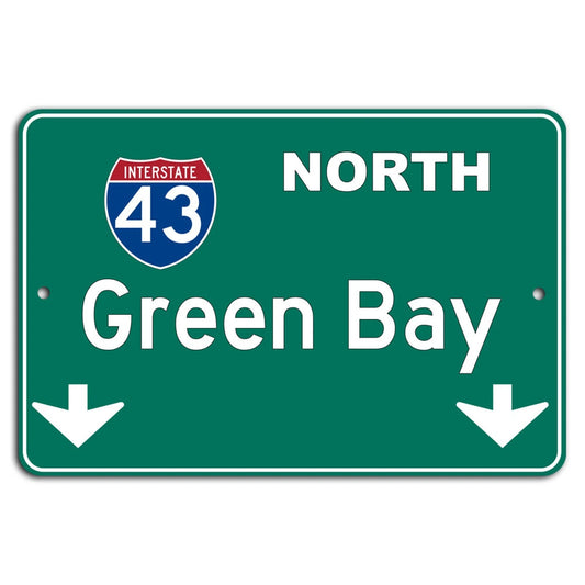 Rustic Green Bay North Route Aluminum Sign — product artwork