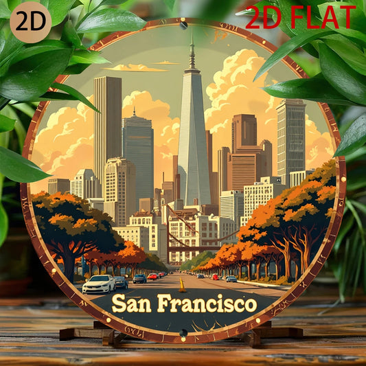 Retro Circular San Francisco City Aluminum Sign — product artwork