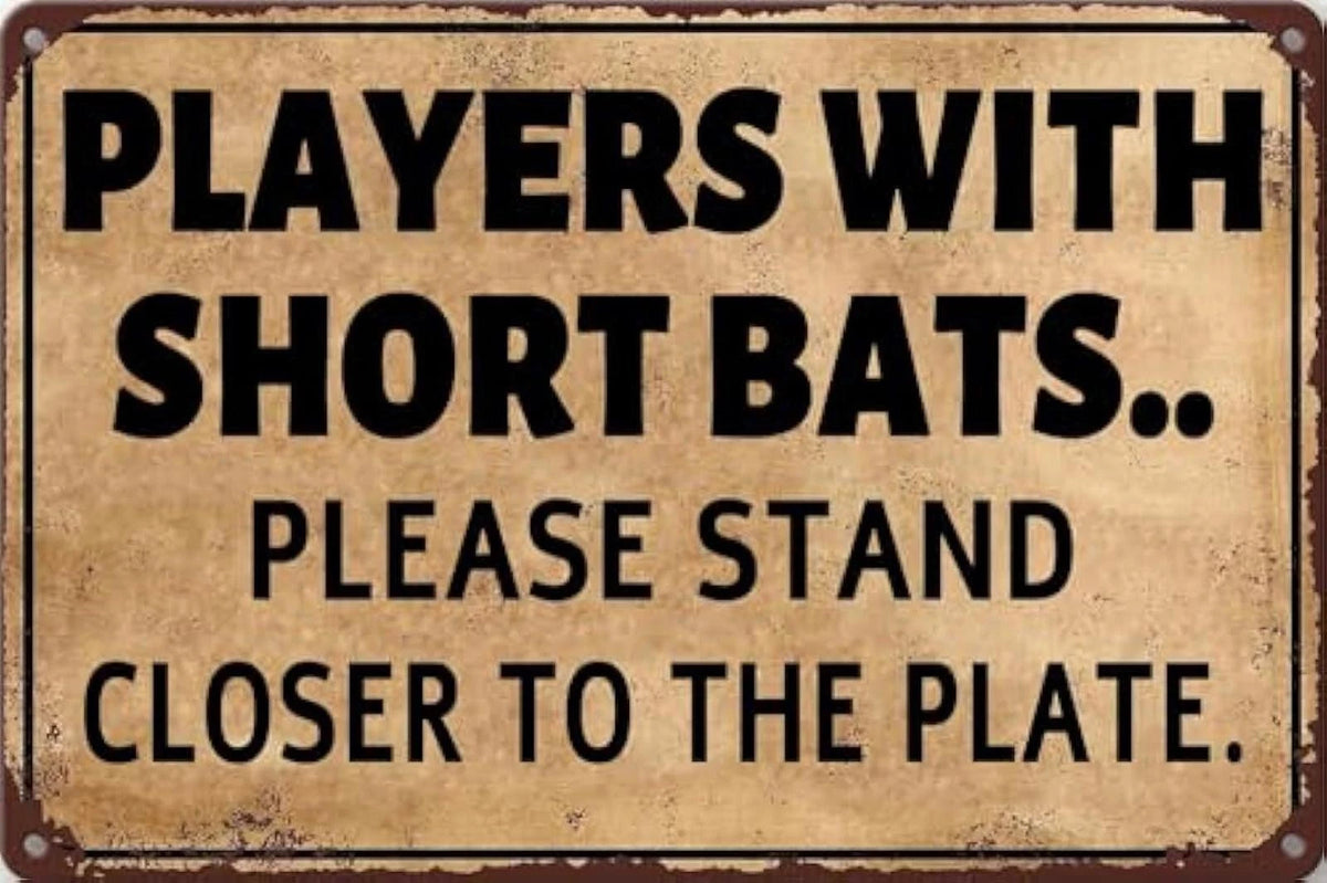 Vintage Players with Short Bats Funny Aluminum Sign — product artwork