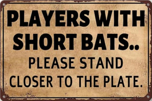 Vintage Players with Short Bats Funny Aluminum Sign — product artwork
