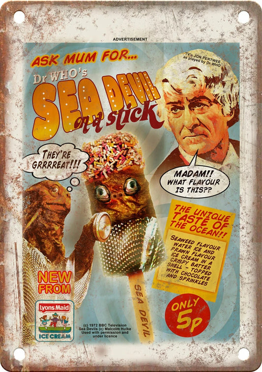 Vintage Ice Cream Sea Devil Lyons Maid Funny Aluminum Sign — product artwork