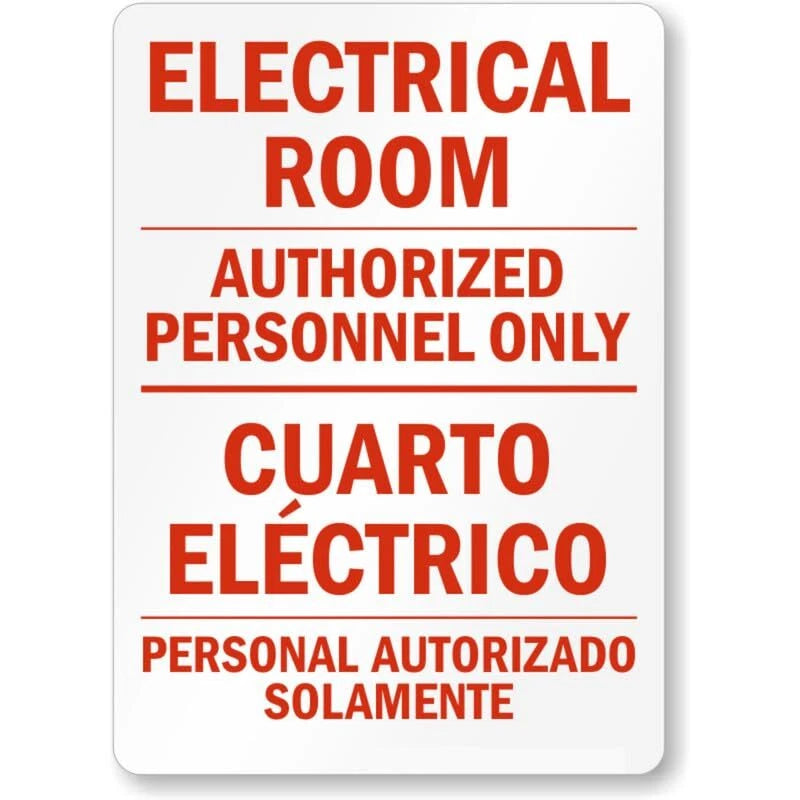 Bilingual Electrical Room Aluminum Sign — product artwork