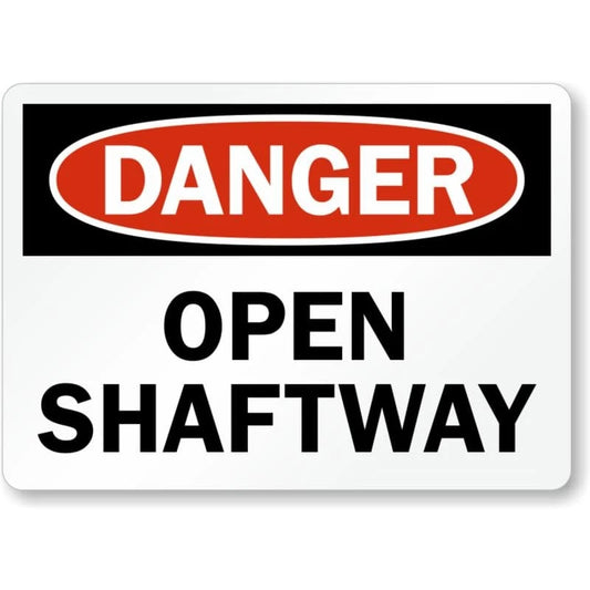 Open Shaftway Danger Aluminum Sign — product artwork