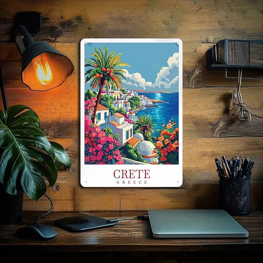 Greece Crete Retro Vintage Bar Aluminum Sign — product artwork