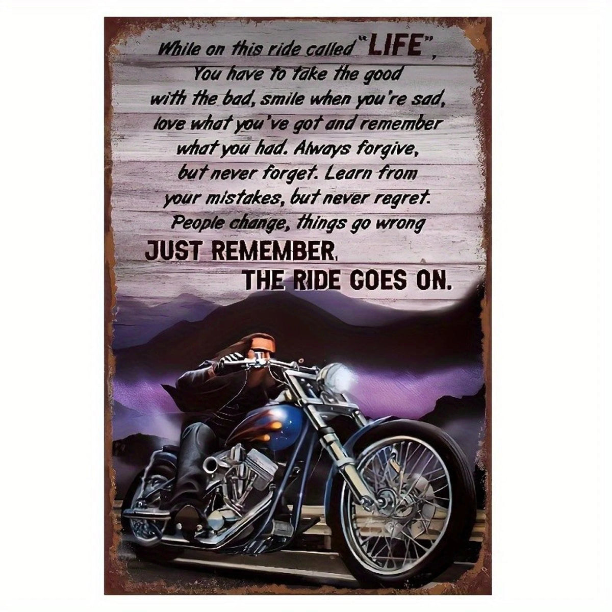 Motorcycle Wall Art Retro Funny Inspirational Aluminum Sign — product artwork