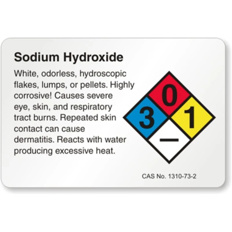 Sodium Hydroxide Chemical Aluminum Sign — product artwork