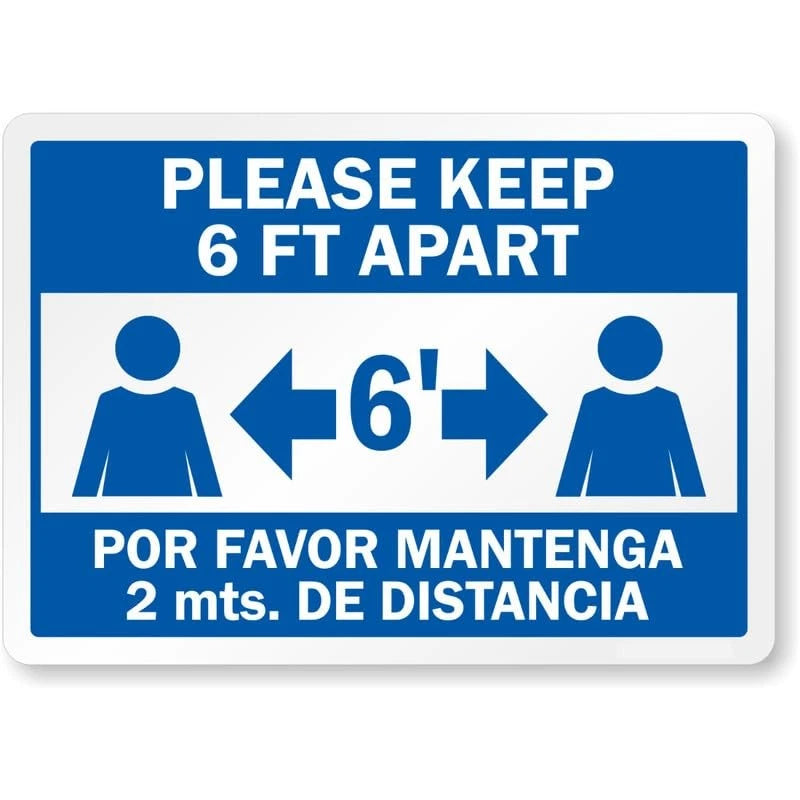 Please Keep 6 Ft Apart Bilingual Social Distancing Aluminum Sign — product artwork