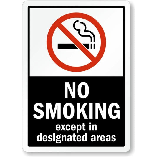 No Smoking Area Warning Aluminum Sign — product artwork
