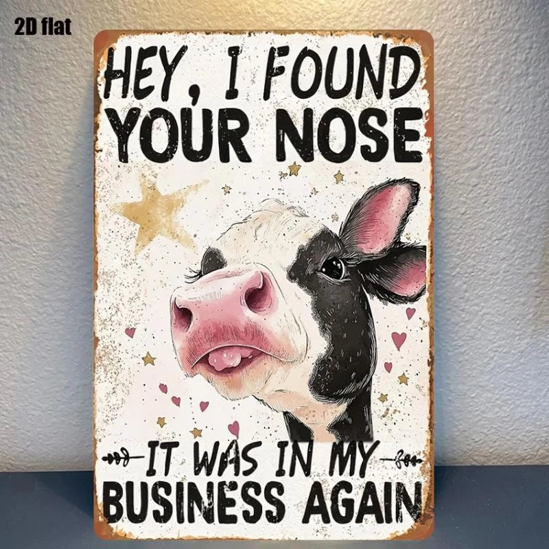 Vintage Plaques Humorous Cow Nose Funny Aluminum Sign — product artwork
