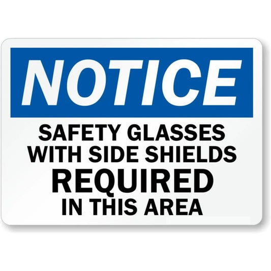 Safety Glasses Area Notice Aluminum Sign — product artwork