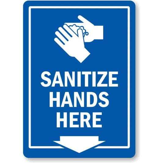 Sanitize Hands Here Aluminum Sign — product artwork