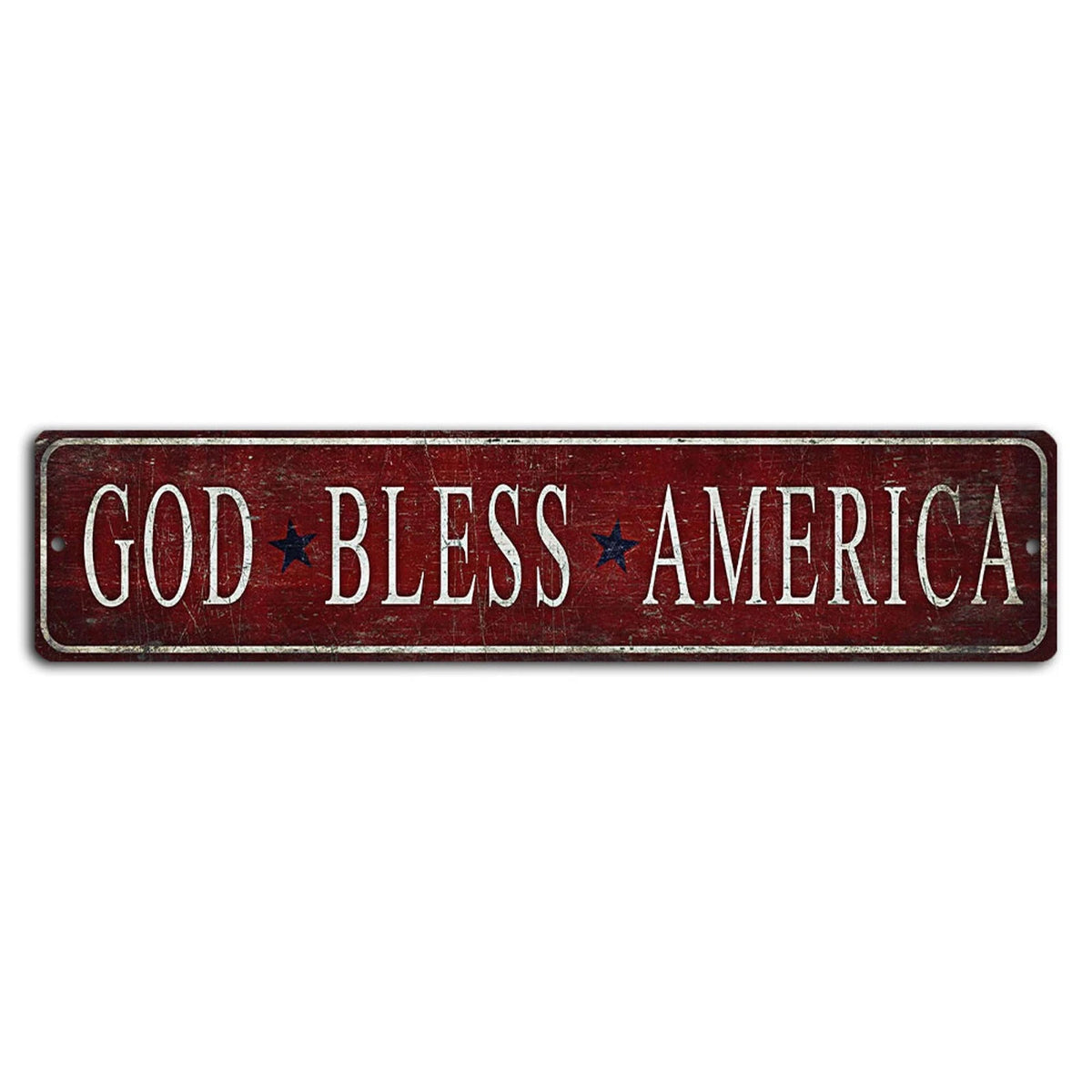 God Bless America Vintage Red Patriotic Aluminum Street Sign — product artwork