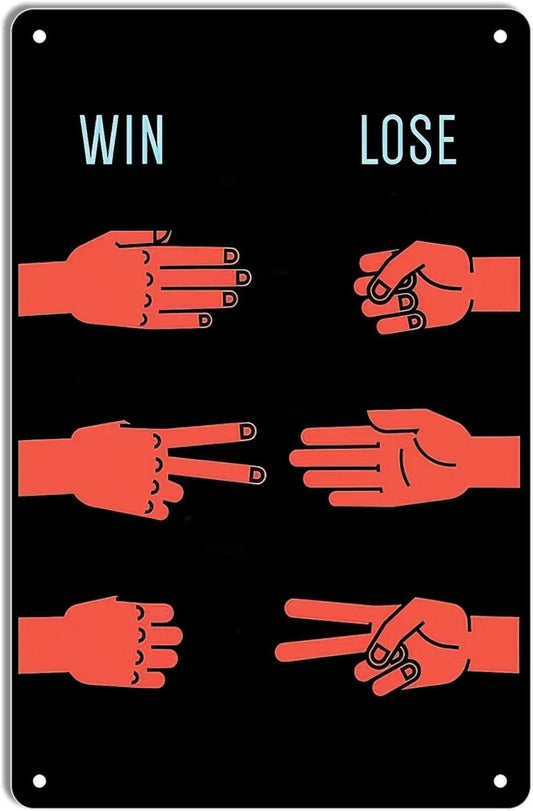 Rock Paper Scissors Funny Hand Games Rules Aluminum Sign — product artwork