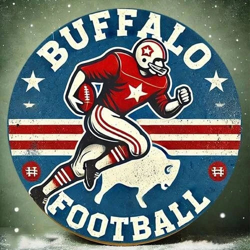Buffalo Football Vintage Player Round Aluminum Sign — product artwork