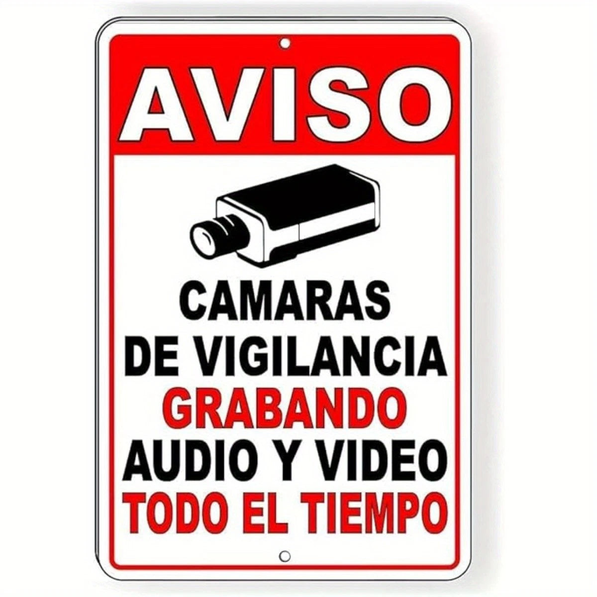 Warning Spanish English Surveillance Caution Aluminum Sign — product artwork