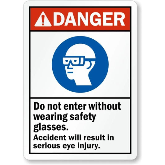 Dont Enter Safety Glasses Aluminum Sign — product artwork