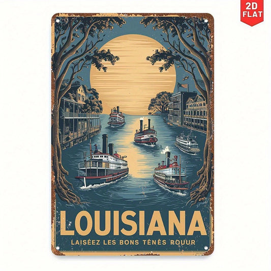 Riverboat Louisiana Bayou Retro Funny Aluminum Sign — product artwork