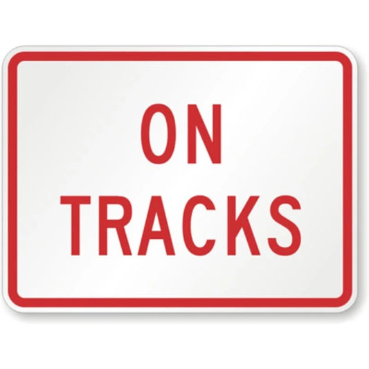 On Tracks X R8 Aluminum Sign — product artwork