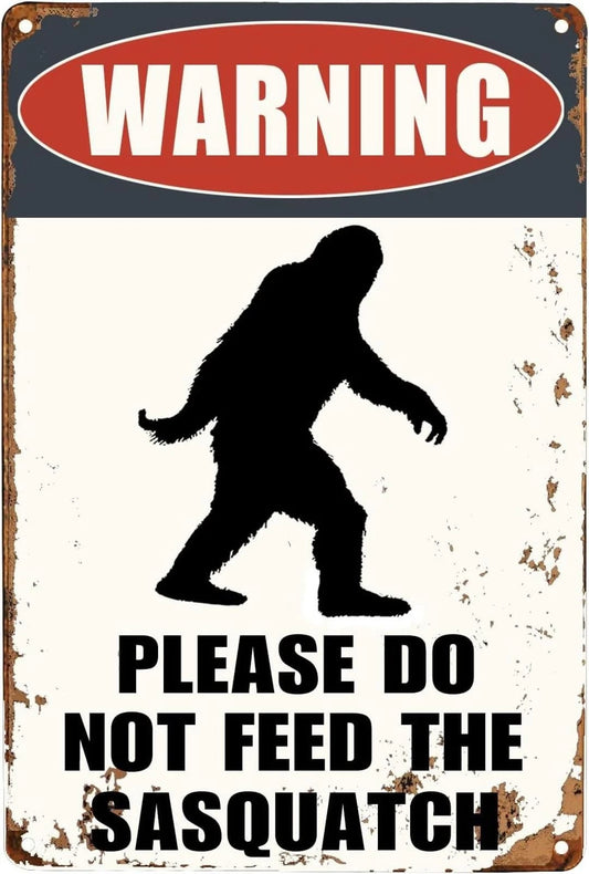 Bigfoot Funny Vintage Sasquatch Warning Aluminum Sign — product artwork
